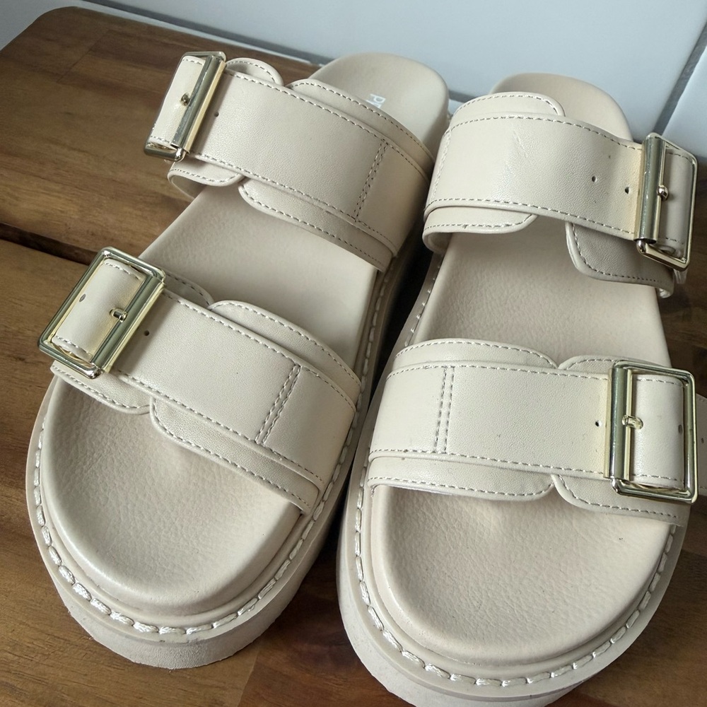 Princess Polly Ma Belle Strap Sandals with Gold Buckles